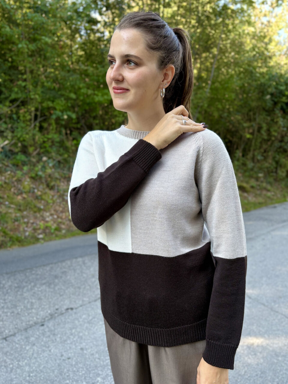 Maglione tricolore pura lana
