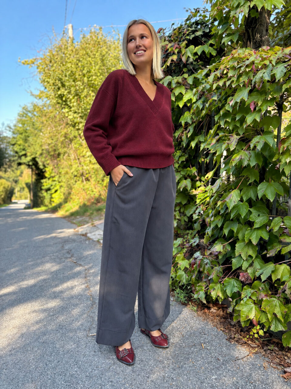 Maglione lana cachemire bordeaux