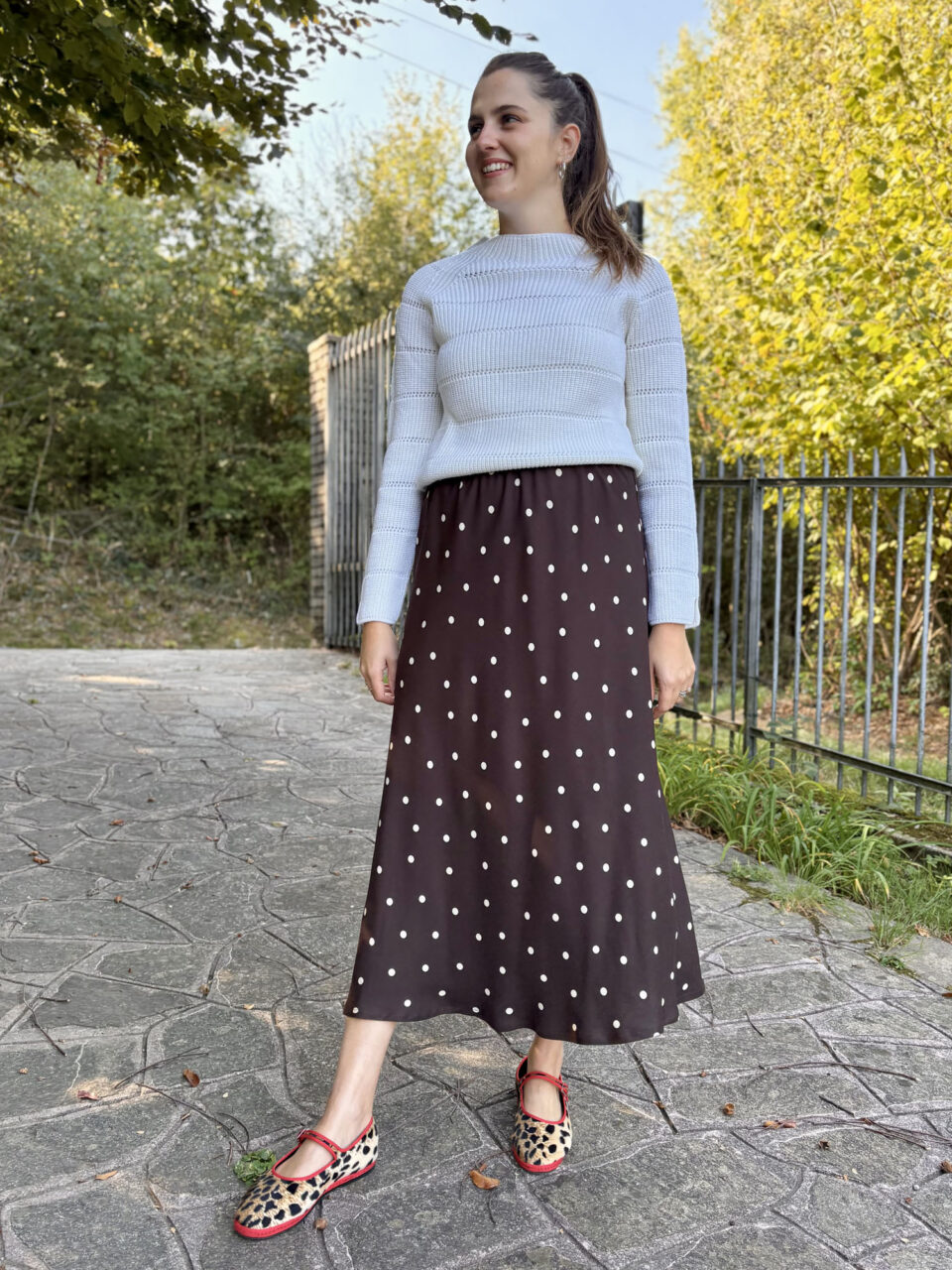 Gonna sottoveste pois fondo cioccolato
