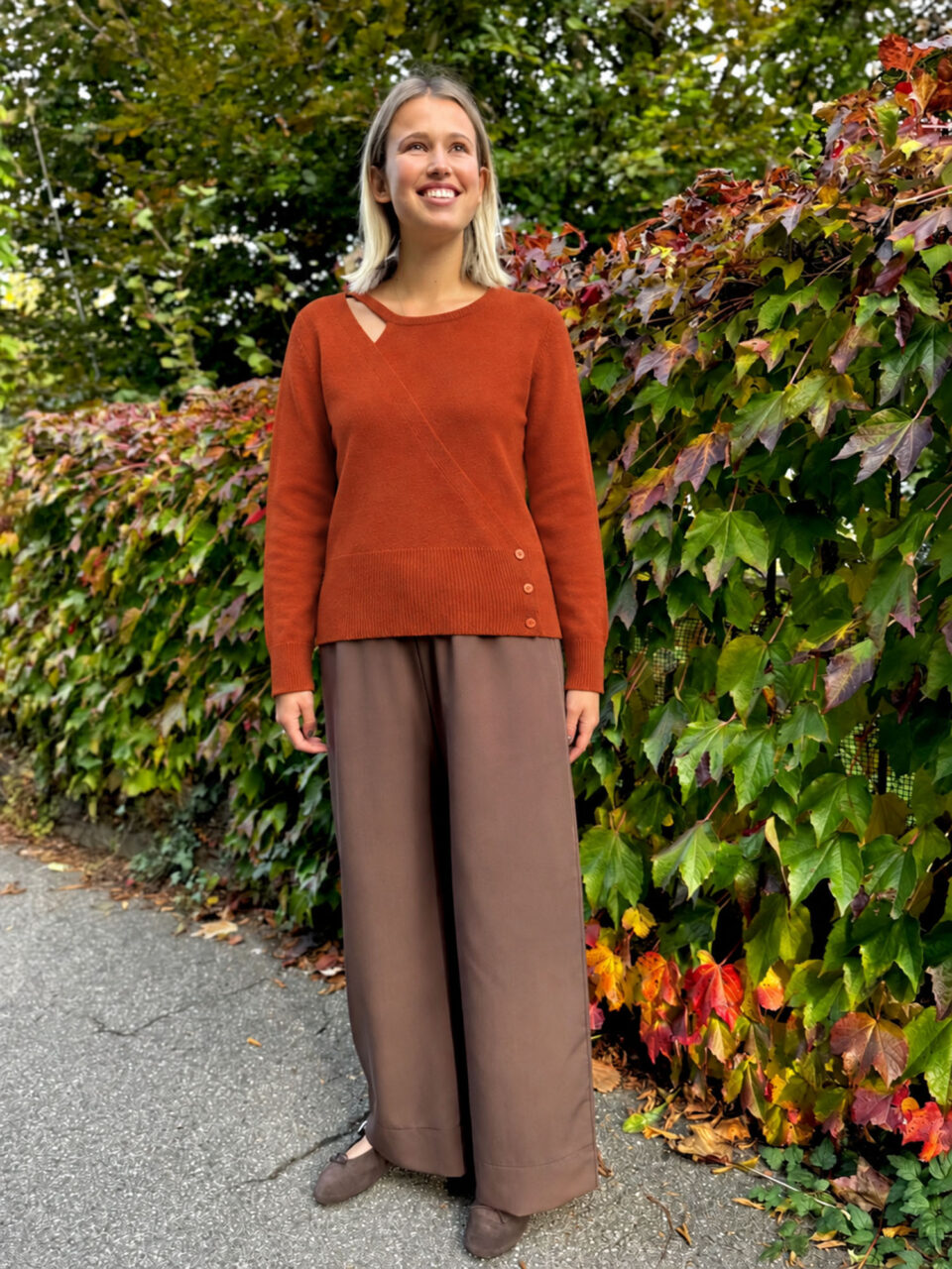 Maglione incrocio con finta canotta zucca